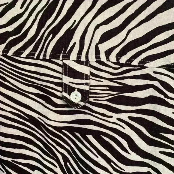 Jones New York Zebra Print 100% Linen 3/4 Sleeve Shirt Tunic Plus Size 2X. - Picture 3 of 13